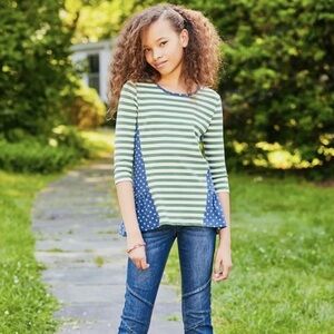 Matilda Jane 435 (Choose Your Own Path) Curiosity Top Girls Size 12 Blue Green